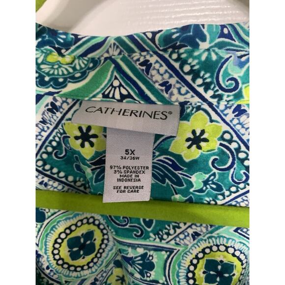 NWT Catherine’s Multi Color Button Up Tunic Top Blouse 5X - Picture 4 of 7